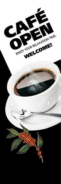 【PAC752】CAFE OPEN斜め文字（黒）