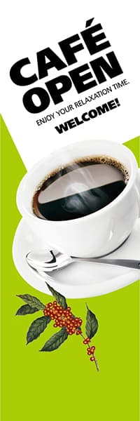 【PAC754】CAFE OPEN斜め文字（黄緑）